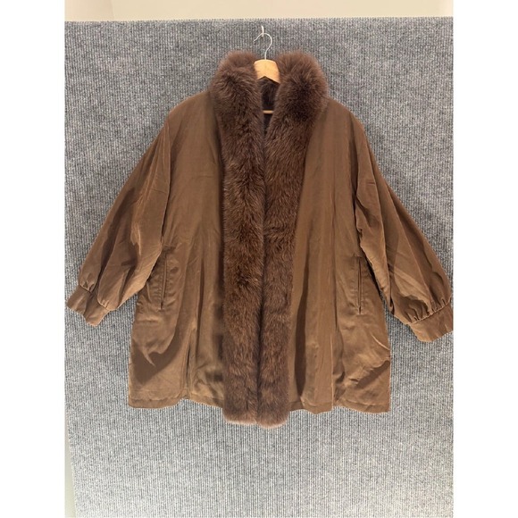 Modele Chombert Suede Fur Trim Collar Jacket Brown Vintage Bomber Coat Chic Rare - Picture 1 of 11